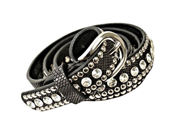 Belte 3cm shiny m/studs   sort 